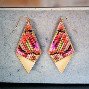 Handwoven Beaded Kite Earrings
